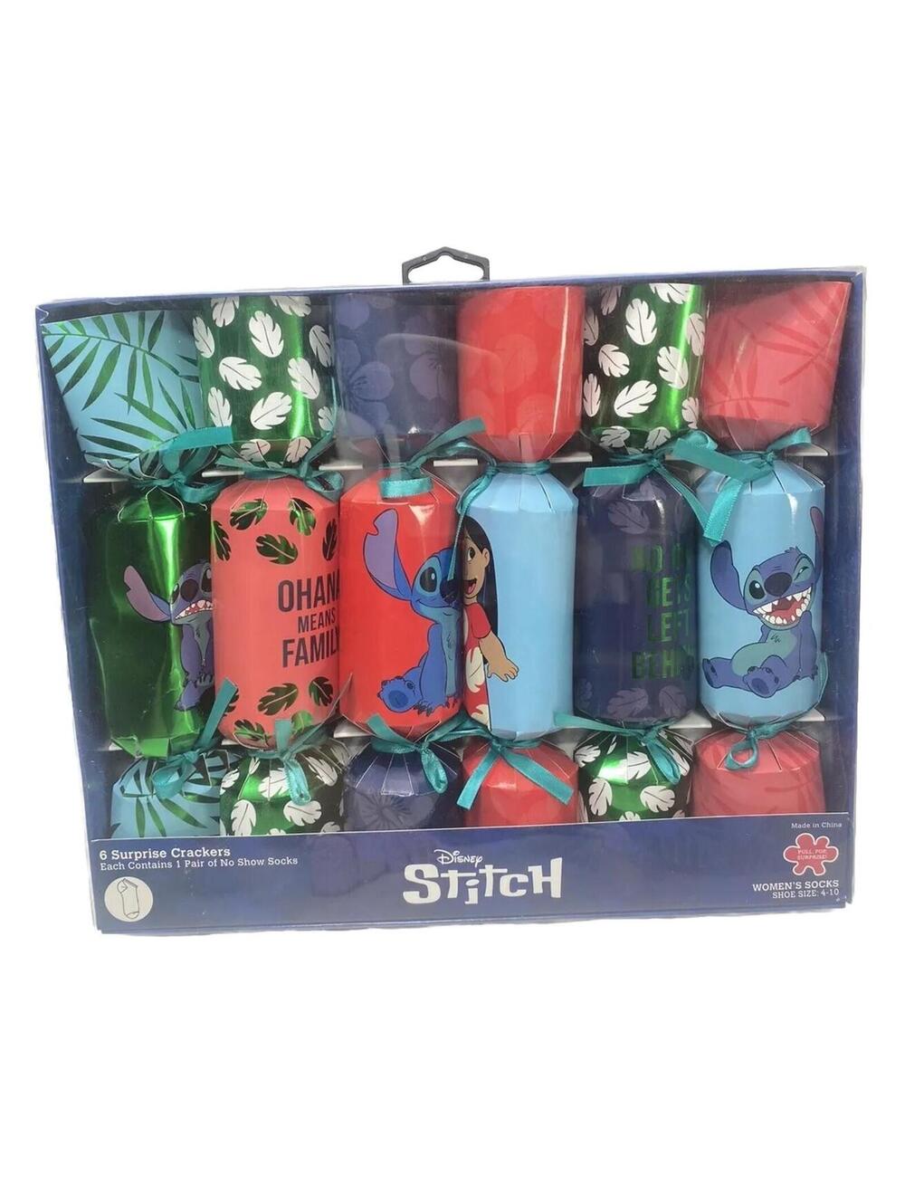 Disney Lilo & Stitch Women’s Socks Christmas Crackers Bundle Size 4-10 New NEW